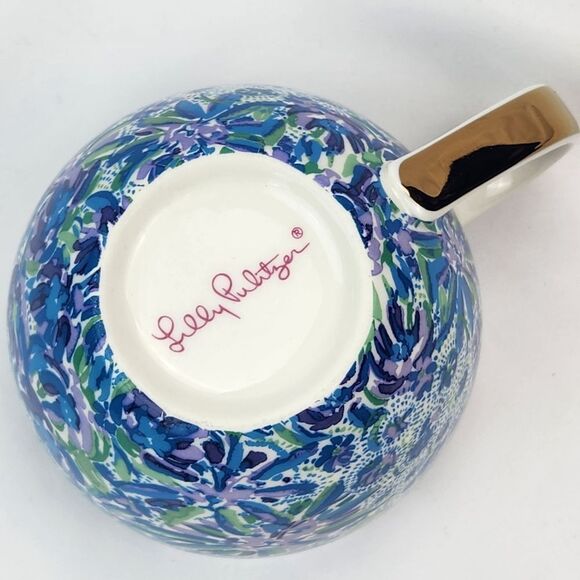 🔺️Lily Pulitzer Blue & Purple "High Maintenance" Ceramic 12oz Teacup - Picture 11 of 13